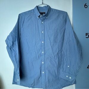 Tricots St. Raphael Blue Striped Button-down Front Shirt Men's‎ Large
